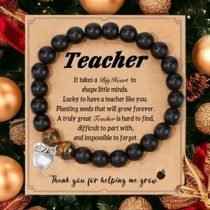 Onxy / Tiger's Eye Teacher Gift Stone Bracelet NWT